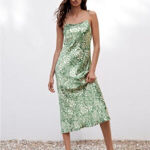 Zara Satin Printed Midi Dress